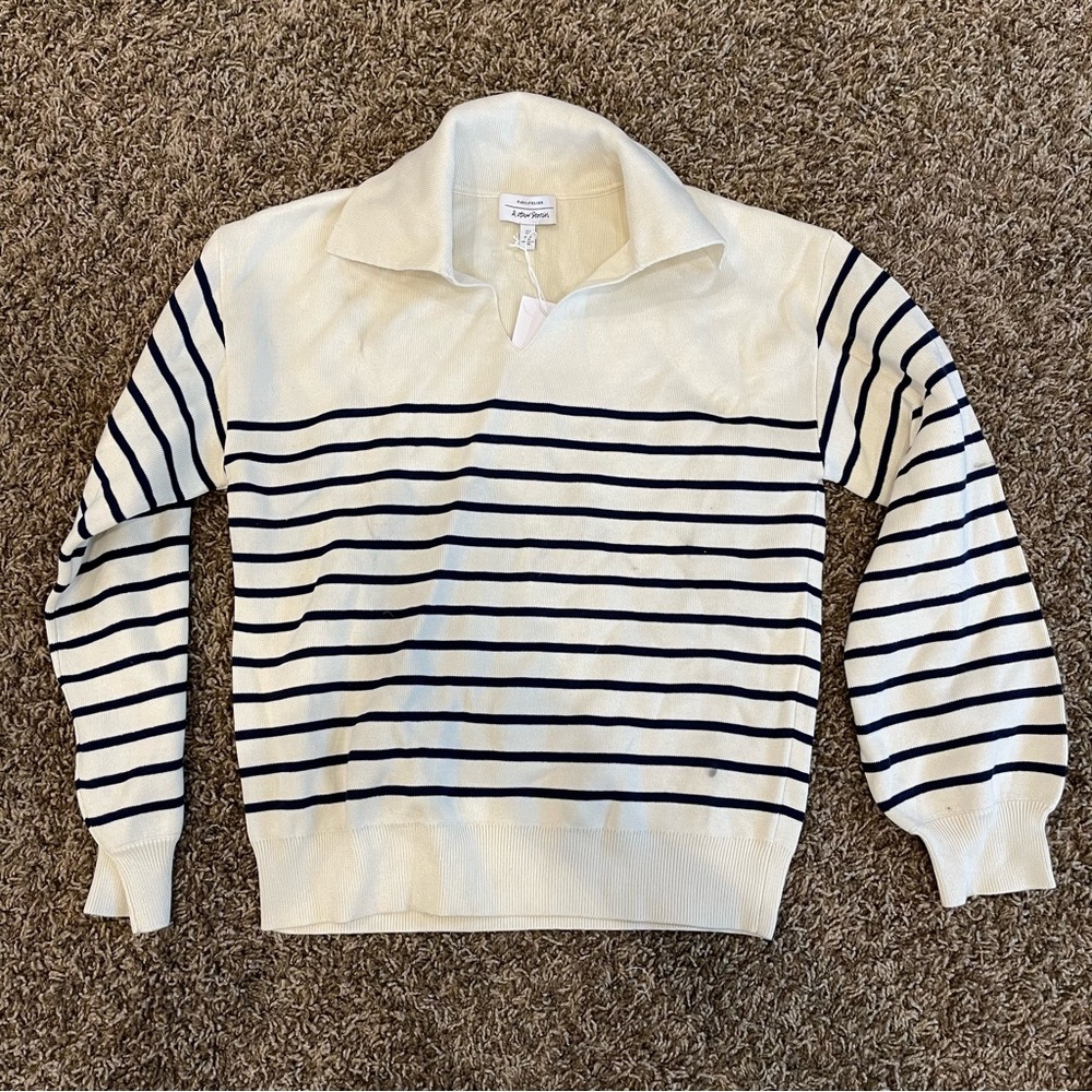 COPY - AND OTHER STORIES Mock Neck Striped Sweater 100% cotton
